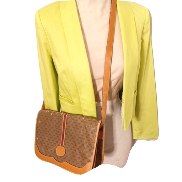 1980'S GUCCI RED & GREEN Ribbon WEB MONOGRAM GG CROSSBODY STYLE Shoulder Bag - Picture 2 of 15